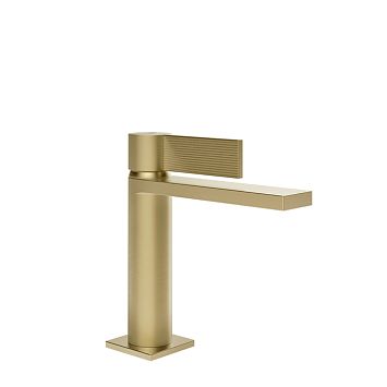Gessi Inverso Rigato Смеситель для раковины с донным клапаном Stop Go и соединительными шлангами, Brass Brushed PVD