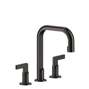 Gessi Inciso Смеситель для раковины на 3 отверстия с донным клапаном, излив 160мм, h=240мм brushed black metal pvd