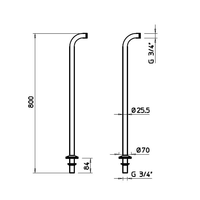 Gessi Стойка для ванной, высота 800 мм., хром