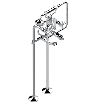 Смеситель THG Charleston напольный для ванны на два отверстия с душем с вертикальными подводящими стойками Ø 20 мм высота : 700 мм м 3/4" и "T"-элемент крепления - 150 мм между центрами