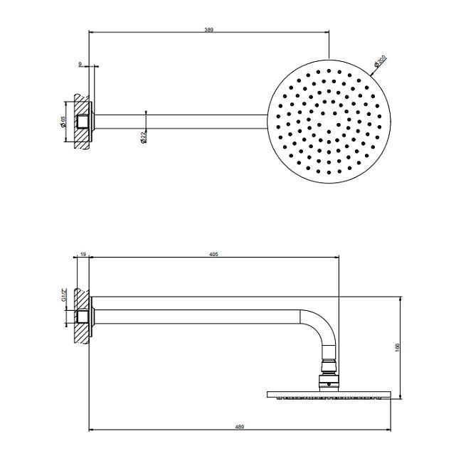 Gessi Inciso Душевая головка настенная, шарнирная на 1/2, 200мм, хром