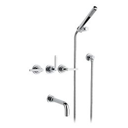 Nicolazzi Mac Kinley 05 Смеситель для ванны с 2мя ручками, встроенный, вкл. внутр часть + комплект руч. душа, цвет: хром купить в Москве: интернет-магазин StudioArdo