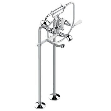 Смеситель THG 1900 a manettes напольный для ванны на два отверстия с душем с вертикальными подводящими стойками Ø 20 мм высота : 700 мм м 3/4" и "T"-элемент крепления - 150 мм между центрами