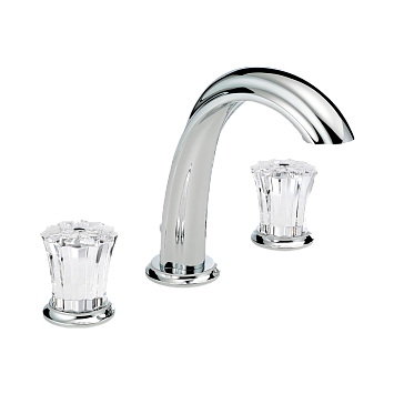 Смеситель для раковины THG Mille Nuits - Clear crystal на три отверстия устанавливаемый на борту с донным клапаном