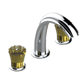 Смеситель для раковины THG Mille Nuits - Champagne crystal на три отверстия устанавливаемый на борту с донным клапаном