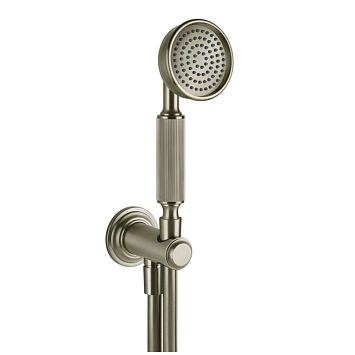 Gessi Venti20 Комплект для душа с ручным душем, шлангом 1500 мм., держателем с подводом воды, Finox Brushed Nickel