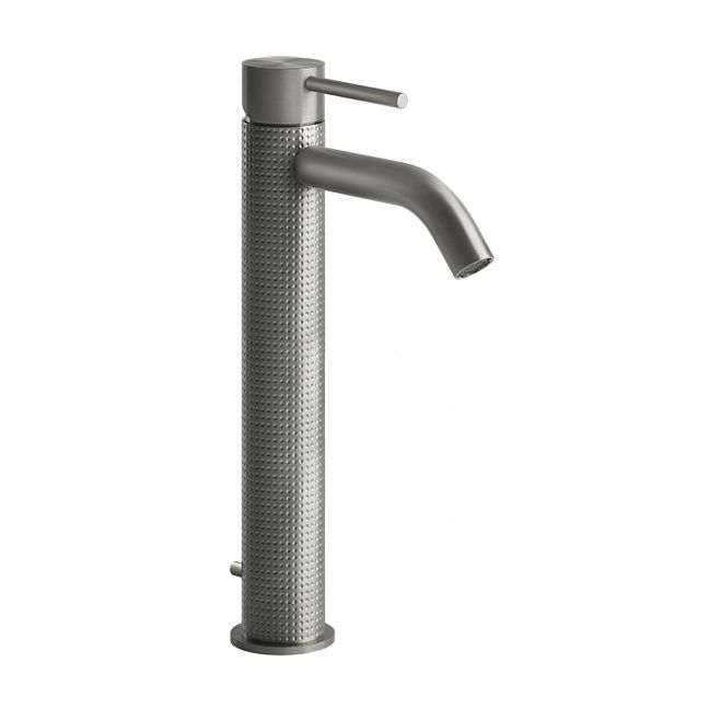 Gessi 316 Смеситель для раковины на 1 отверстие, высокий, h=305мм, с донным клапаном, излив 123мм, steel brushed
