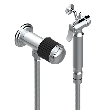 Душ гигиенический THG Jaipur Black Onyx: вентиль, 1.25 м шланг, крючок, вывод для душа и лейка с клапаном