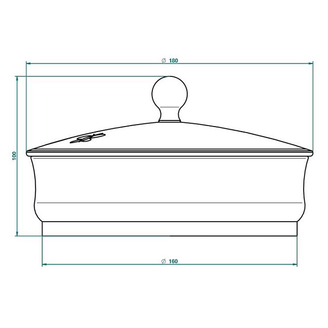 THG CAPUCINE VERT DECOR PLATINE Китайская лакированная коробка с белой керамической крышкой Ø180 мм., big size, декор платина/зеленый, цвет: белый