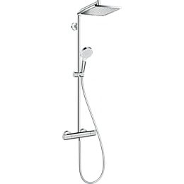 Hansgrohe Crometta Showerpipe Душевая стойка с термостатом, верхний душ квадрат 240х240мм, гибкий шланг с ручной лейкой, хром купить в Москве: интернет-магазин StudioArdo