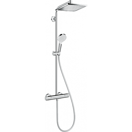 Hansgrohe Crometta Showerpipe Душевая стойка с термостатом, верхний душ квадрат 240х240мм, гибкий шланг с ручной лейкой, хром