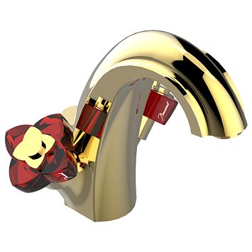 THG Petale De Cristal Rouge Смеситель для раковины на 1 отверстие, с донным клапаном, цвет: полированное золото