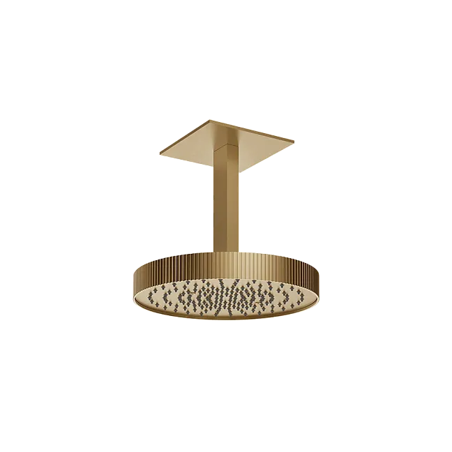 Gessi Incastri Верхний душ круглый d-300мм, с держателем L-230мм, монтаж на потолок, цвет 726 Warm Bronze Brushed PVD