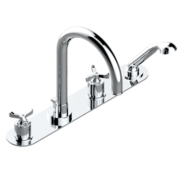 Смеситель для ванны THG Hamptons 4-отв., дивертор на высокий излив, на общей панели (backplate)