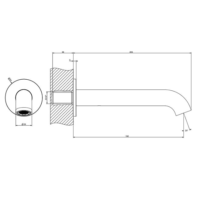 Gessi Origini Настенный излив 192 мм., Black Metal Brushed PVD
