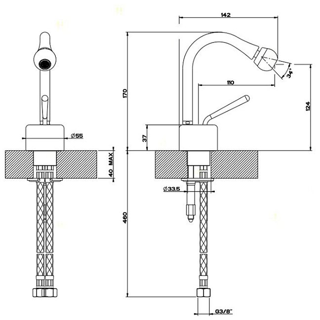 Gessi Goccia Смеситель для биде на 1 отверстие, хром