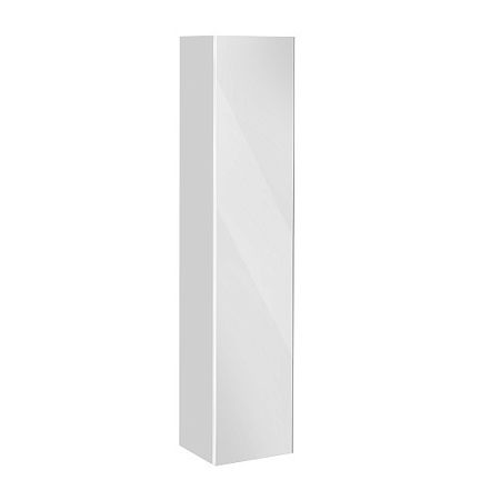 Keuco Royal Reflex Высокий шкаф-пенал 350 x 1670 x 335 мм, петли справа, с корзиной для белья, корпус глянцевое покрытие/фасад стекло белое