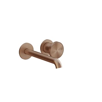 Gessi Origini Смеситель для раковины настенный встраиваемый, однорычажный, излив 171-201 мм., в компл с отделочной вставкой, Copper Brushed PVD