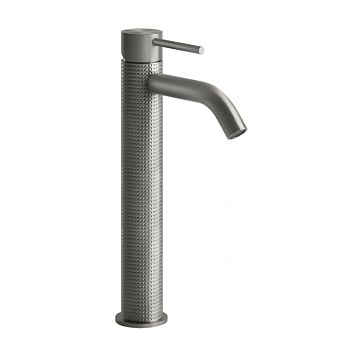 Gessi 316 Смеситель для раковины на 1 отверстие, высокий, h=305мм, без донного клапана, излив 123мм, steel brushed