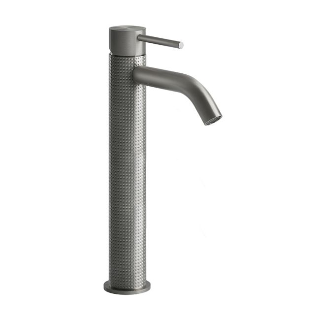 Gessi 316 Смеситель для раковины на 1 отверстие, высокий, h=305мм, без донного клапана, излив 123мм, steel brushed