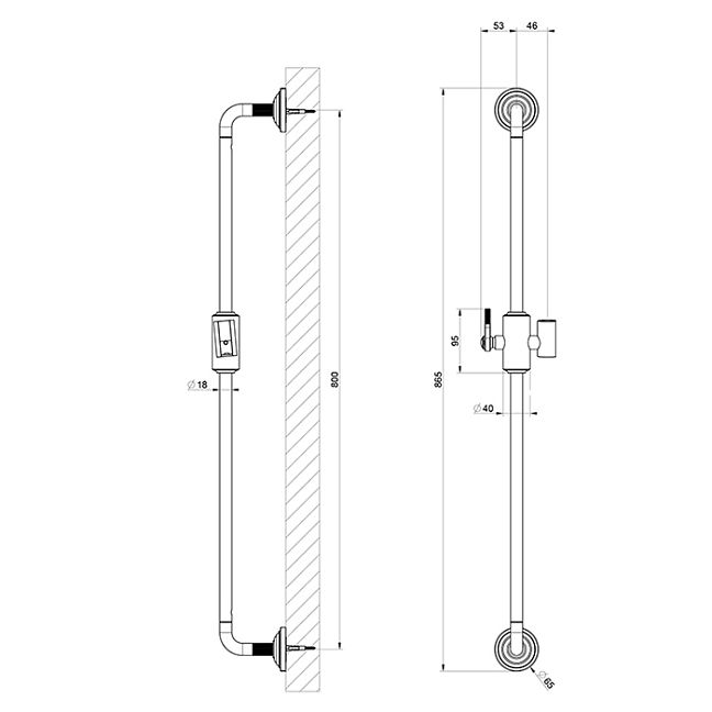 Gessi Venti20 Штанга для душа 865 мм., Finox Brushed Nickel