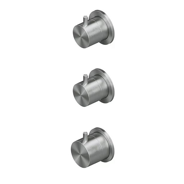 QuadroDesign Source 1249.00AS Смеситель термостатический из стены с 2-мя запорными вентилями, цвет brushed stainless steel