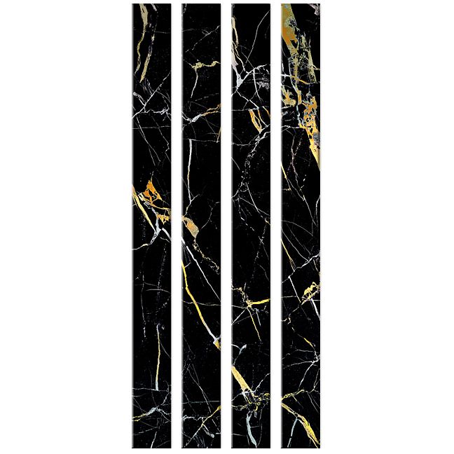 Стеклянный профиль Sicis You Glass  Electric Marble Marquinia Black 26,2 x 300 x 6 мм