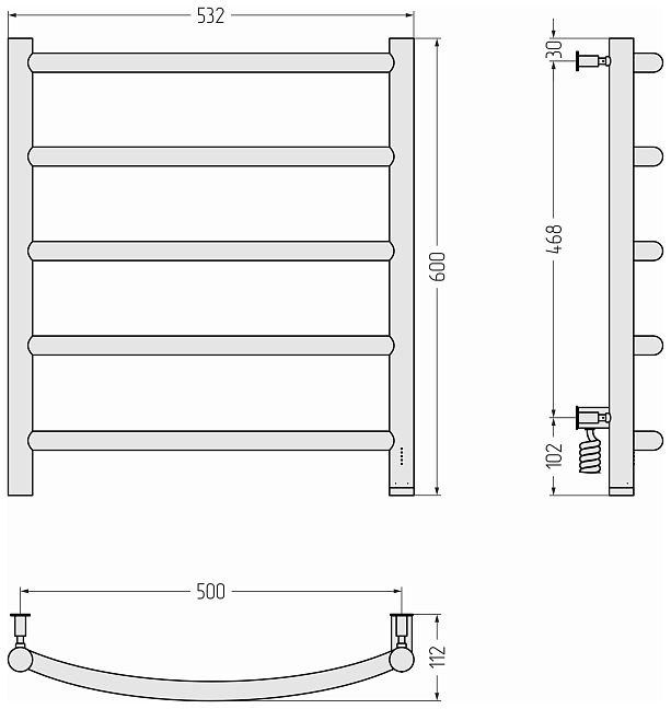 Сунержа Галант 4.0 Полотенцесушитель электрический 60x50 Сатин