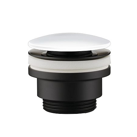 Cielo Донный клапан без перелива, с керамической накладкой, цвет белый глянец, отделка черный мат