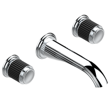 Внешняя часть смесителя THG Jaipur Black Onyx встраиваемого в стену для раковины на три отверстия с изливом ГОЛИАФ