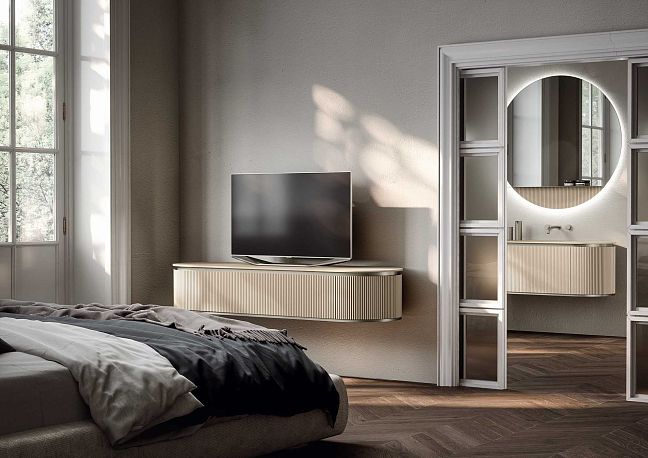 Комплект мебели Oasis Naos, напольный, Столешница с покрытием Purefeel , Отделка: Матовый лакированный цвет "Tortora Elegance"/ Сатиновый никель