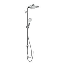 Душевая система Hansgrohe Crometta S Showerpipe: верх.душ 240 1jet, ручн.душ, шланг, EcoSmart, цвет: белый/хром купить в Москве: интернет-магазин StudioArdo