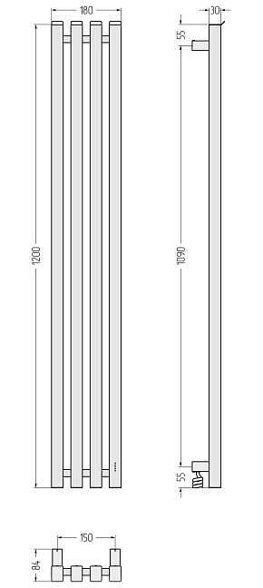Сунержа Сатерленд 4.0 Полотенцесушитель электрический 120x15 Матовый белый