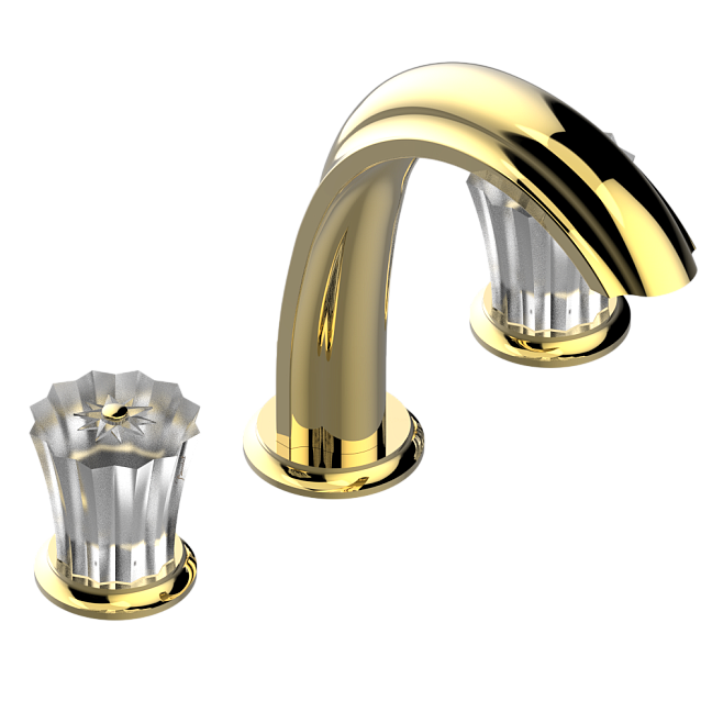 Смеситель для раковины THG Mille Nuits - Clear crystal на три отверстия устанавливаемый на борту с донным клапаном