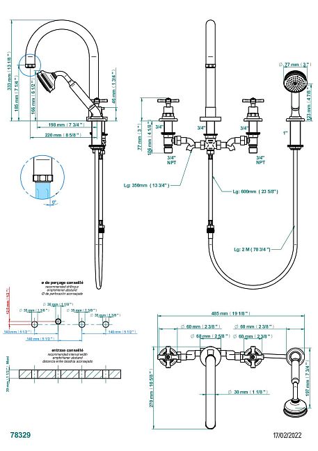 Смеситель для ванны THG Club Saint-Germain набортный на 4 отв. с изливом СУПЕР ГОЛИАФ