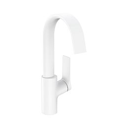 Hansgrohe Vivenis Смеситель для раковины однорычажный 210 с поворотным изливом со сливным гарнитуром белый купить в Москве: интернет-магазин StudioArdo