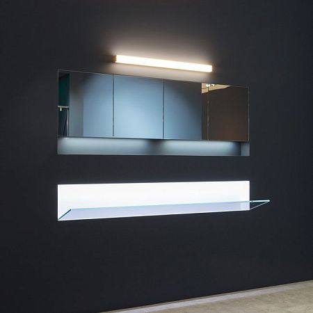 Antonio Lupi Battigia Раковина встраиваемая в стену 1800х515х607мм, с подсветкой, смеситель, донный клапан, сифон, Corian, стекло прозрачн, цвет белый