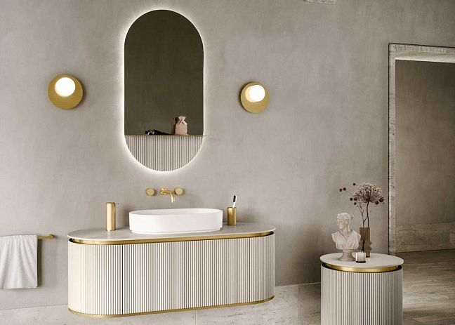 Комплект мебели Oasis Naos, подвесной, столешница: покрытие Purefeel , Отделка: Матовый лакированный цвет "Corda Elegance" / Сатиновое золото