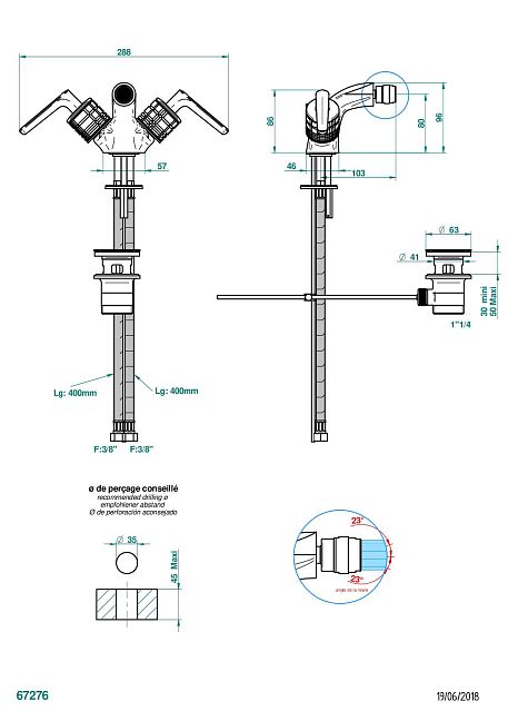 Смеситель для биде на одно отверстие с поворотным аэратором и донным клапаном