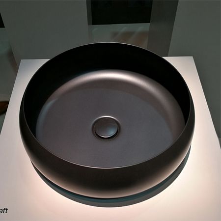 BETTECraft  Раковина-чаша на столешницу круглая , 35х35х12 cм, без отв. под смеситель и перелива, цвет черный матовый 400