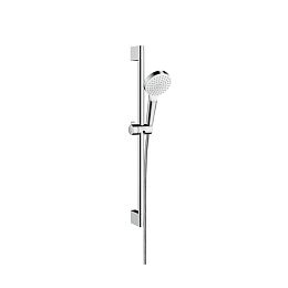 Душевой набор Hansgrohe Crometta Vario Unica: штанга 650mm, ручной душ, 1jet (Rain), EcoSmart, шланг, цвет: белый/хром купить в Москве: интернет-магазин StudioArdo