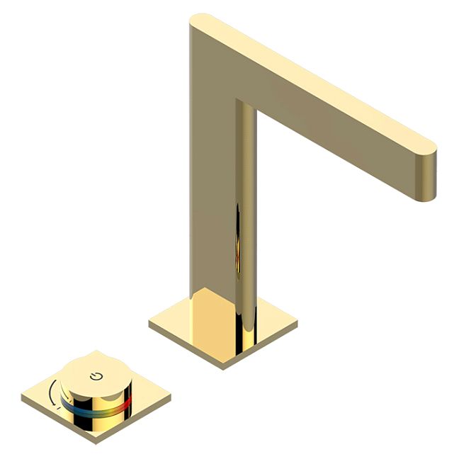 THG ICON-X CARBONE GOLD A MANETTES Смеситель для раковины, 2 отв., электронный, с донным клапаном, цвет: полированное золото