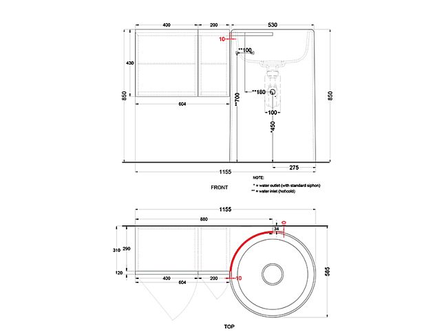 Cielo Itaca Тумба подвесная 88x43x31, левая, без отверстия для смесителя, цвет: Fumo