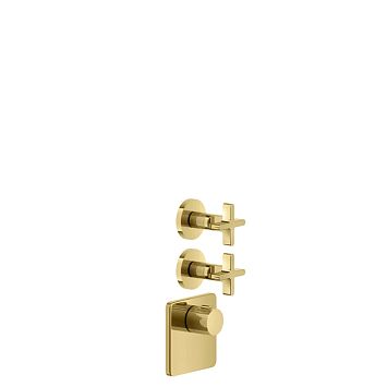 Gessi Inciso Встраиваемый термостатический смеситель на 2 источника, резьба 3/4 (внешние части), золото