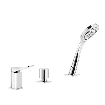Gessi Rilievo Смеситель на борт ванны на 3 отв, с убирающаяся душевой лейкой, для наполнения через слив-перелив, хром