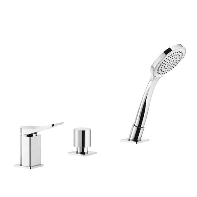 Gessi Rilievo Смеситель на борт ванны на 3 отв, с убирающаяся душевой лейкой, для наполнения через слив-перелив, хром