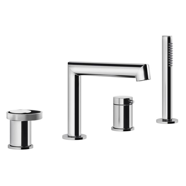 Gessi Anello Смеситель для ванны на 4 отверстия: излив, девиатор, шланг, лейка, хром