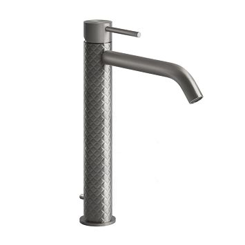 Gessi 316 Смеситель высокий для раковины на 1 отверстие с донным клапаном, h=305мм , излив 156мм, steel brushed