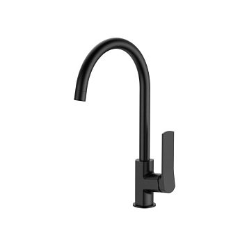 Nemo NM-1331-MB Смеситель для раковины с донным клапаном, поворотный излив MATTE BLACK (ЧЕРНЫЙ МАТ)