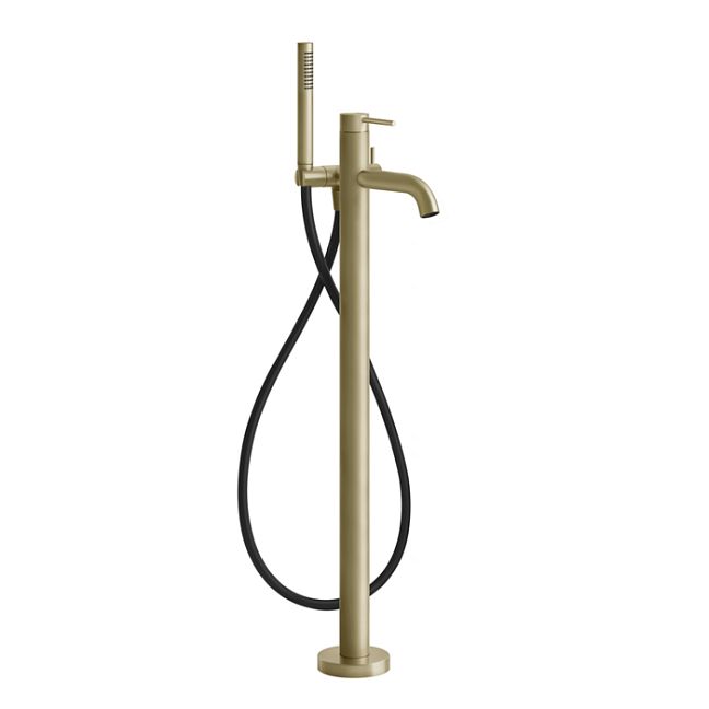 Gessi 316 Напольный смеситель для ванны с душевой лейкой (внешние части), Brushed Brass PVD